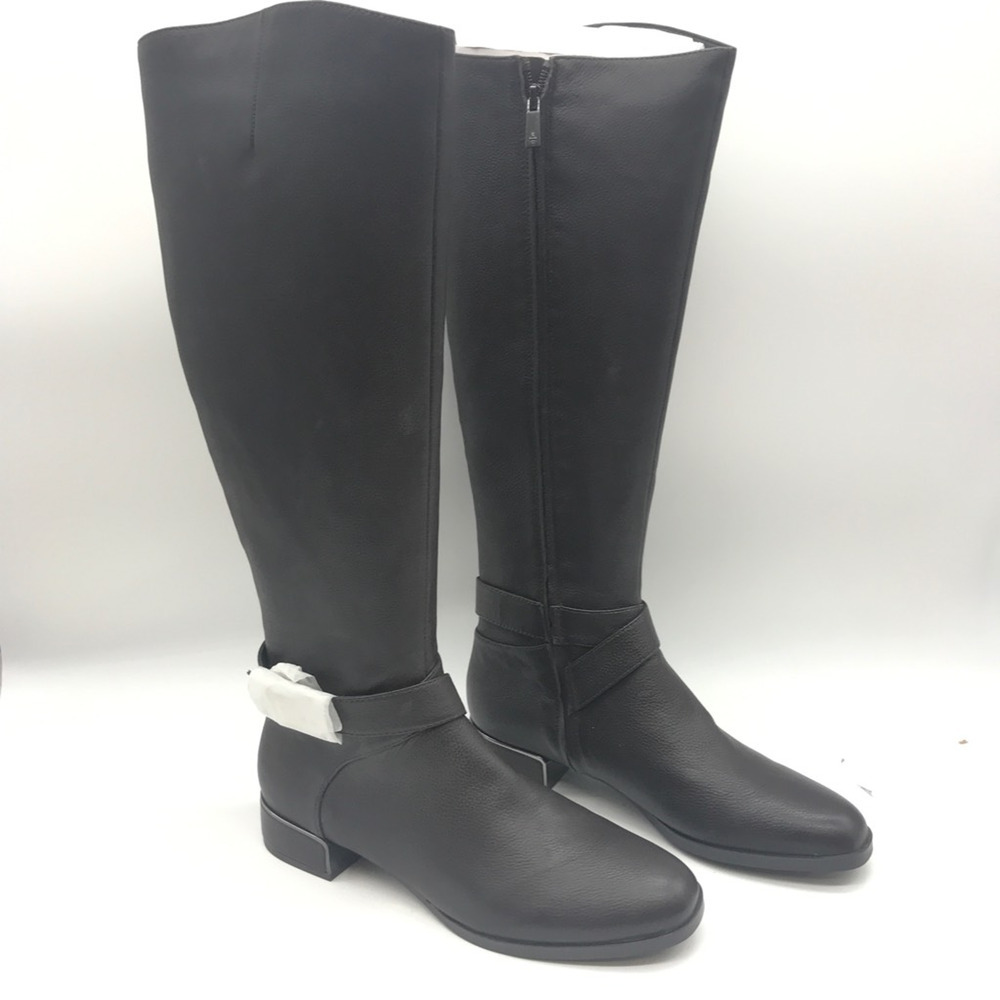 Kenneth Cole Womens Branden Buckle Riding Boots Brown Leather Straps 9.5 M New